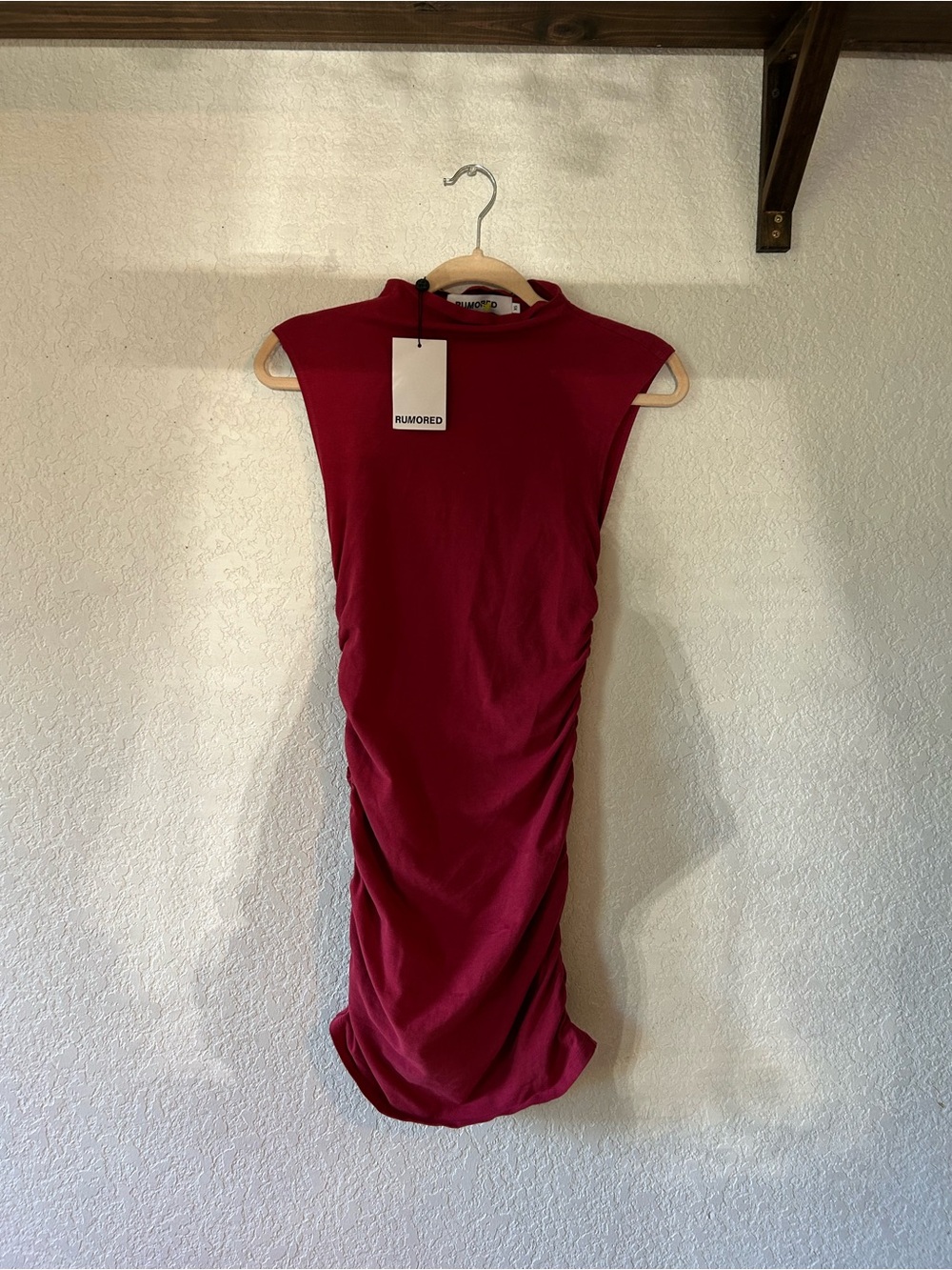 Rumored Sleeveless Ruched Minimalist Mini Dress